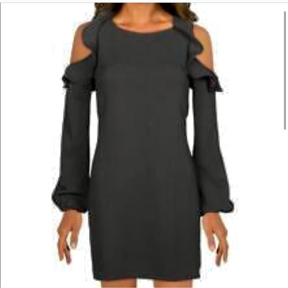 AQUA Long Sleeve Cold Shoulder Dress - Picture 2 of 9